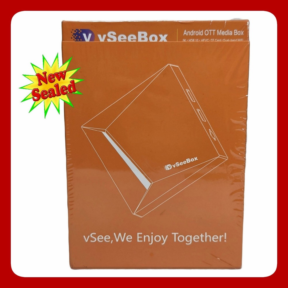 vSeeBox V6 PRO Android OTT Media Box 8K HDR10 Dual Band WiFi NEW Sealed Streamer
